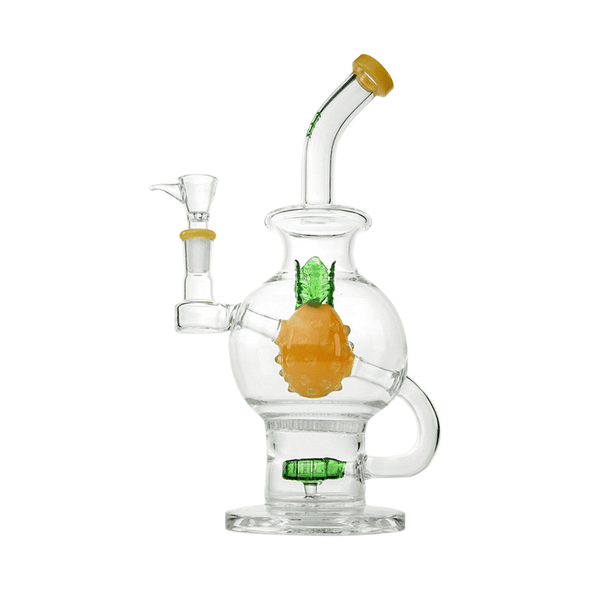 11" Hemper Pineapple XL glass bong with double-ball chamber and tropical pineapple design shown front view