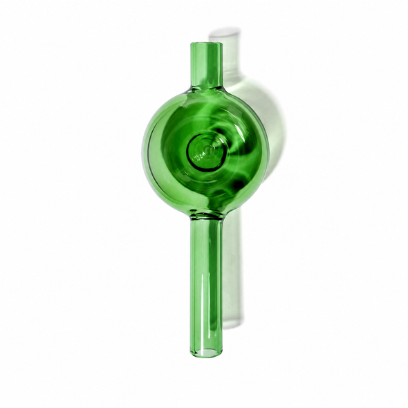 End view of the Emerald NWTN Bolla glass hand pipe highlighting the circular bowl chamber and straight stem.