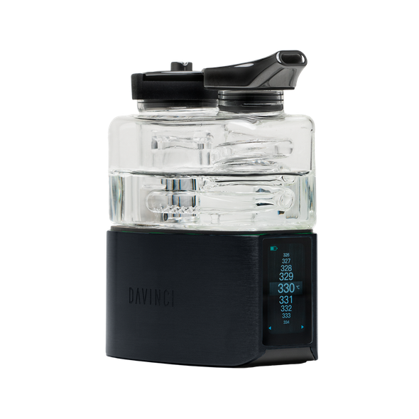 DaVinci EQ Electric Quartz E-Rig in Onyx with clear glass Jacuzzi Bubbler and touchscreen temperature display