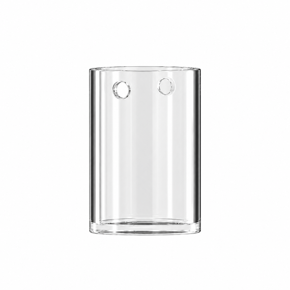 Dr. Dabber Switch GO Quartz Insert front view with clear cylindrical body and two circular side openings