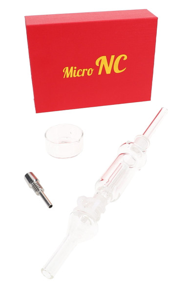 Red “Micro NC” box with mini dab straw kit, glass dish and titanium tip, wholesale counter set photo