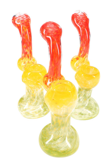 5.5" Small Rasta Frit Sherlock Glass Bubbler - B1071