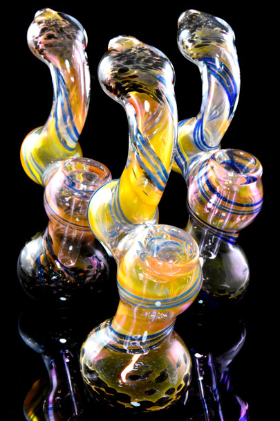 Small Color Changing Gold Fumed Sherlock Glass Bubbler - B1084