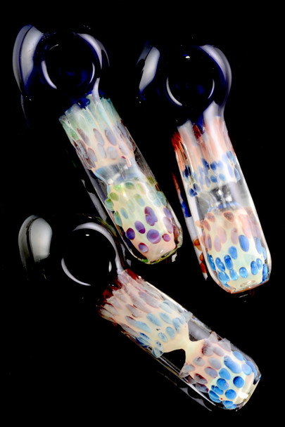 Chambered Color Changing Silver Fumed Bubble Glass Pipe - P2089