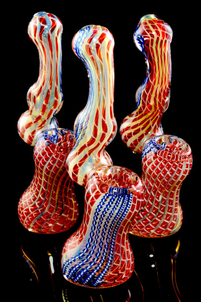 Small Color Changing Multicolor Striped Sherlock Glass Bubbler - B1153