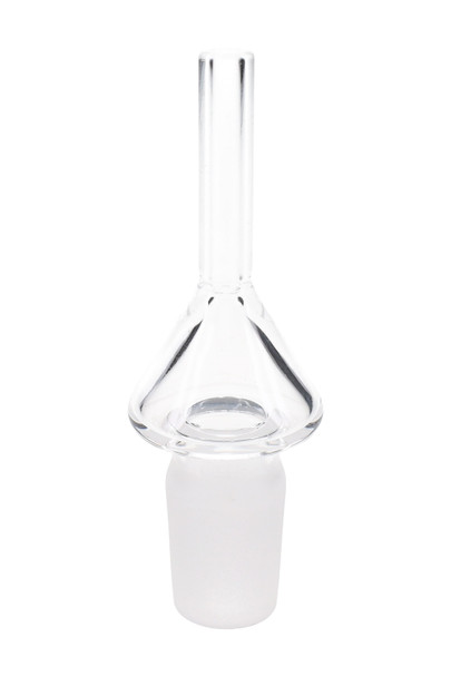 Clear 18.8 mm quartz dab straw nail with 3.25" tip and frosted male joint, front view on white; wholesale head-shop replacement part.