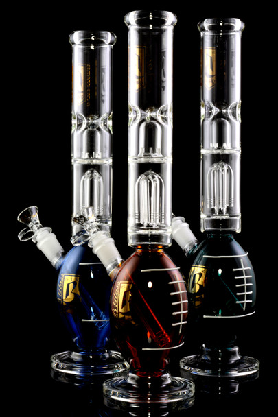 Large Glass on Glass Football Water Pipe with Double Percs - WP2218