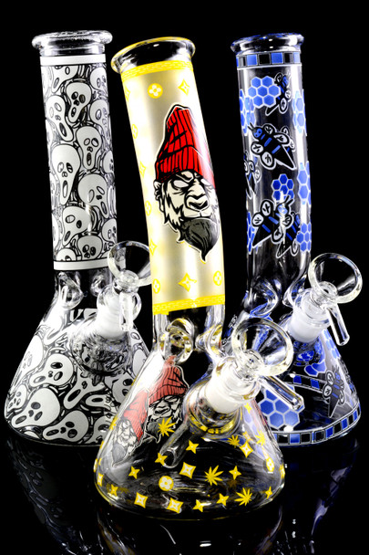 Small Glow in the Dark Glass on Glass Beaker Water Pipe - WP2232