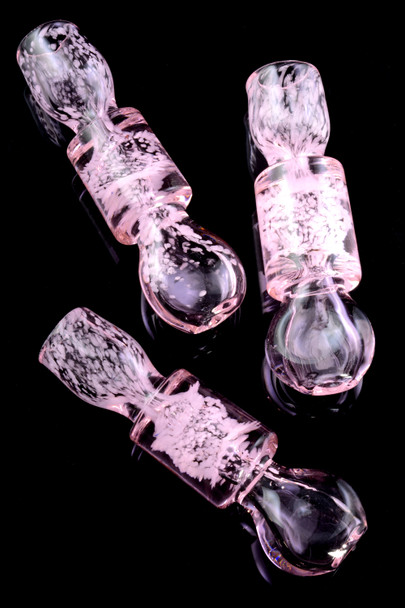 Small Pink Colored Frit Glass Chillum - C0279