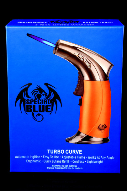 Wholesale refillable Special Blue orange Turbo Curve torch lighter.