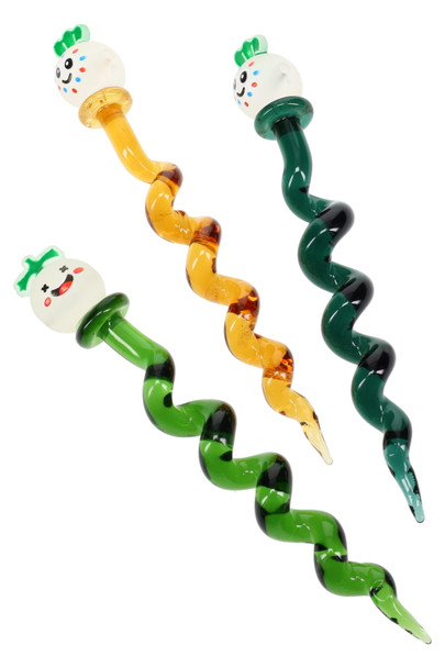6″ Twisted Glass Smiling Face Dab Tool – M0343