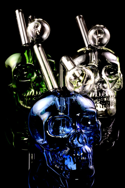 Colored Glass Skull Oil Burner Rig - OIL131