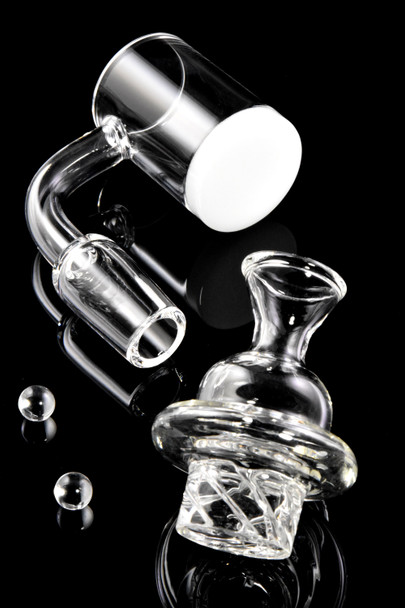 Domeless Colored Bottom Spinner Quartz Banger Nail with Banger Beads - BS767