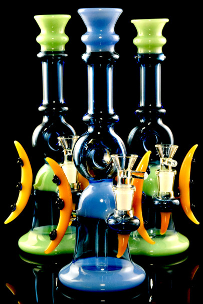 Medium Multicolor Donut Hole Spiked Stemless Glass on Glass Water Pipe - WP2607