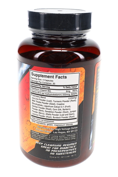 High Voltage Detox 120ct capsule bottle shown at angled view with visible product branding and packaging details