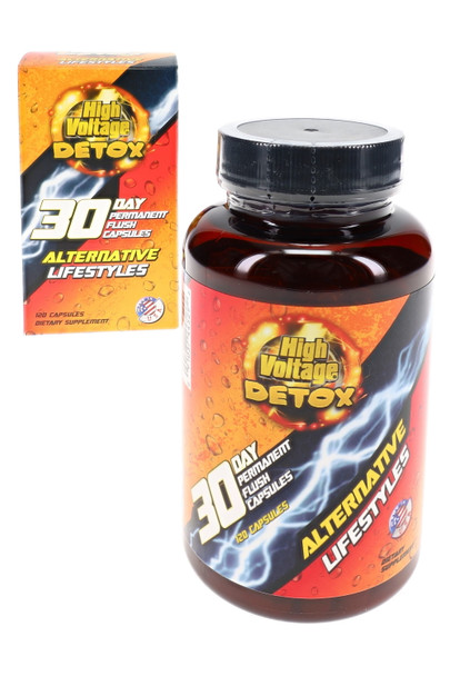 High Voltage Detox 120-count Permanent Flush Capsules bottle with branded label shown front-facing for retail shelf identification