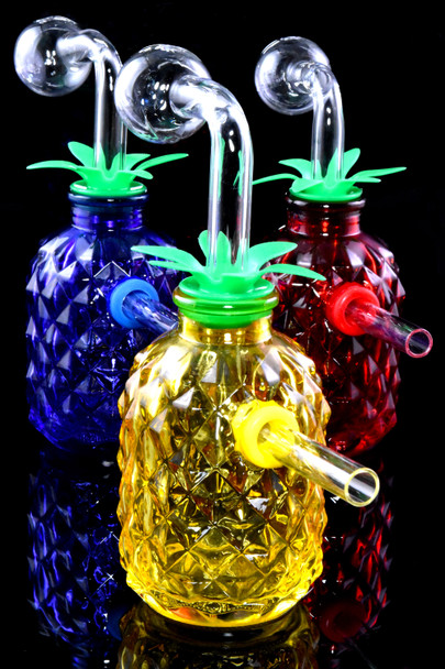 (US Made) Colored Glass Pineapple Oil Burner Rig - OIL150