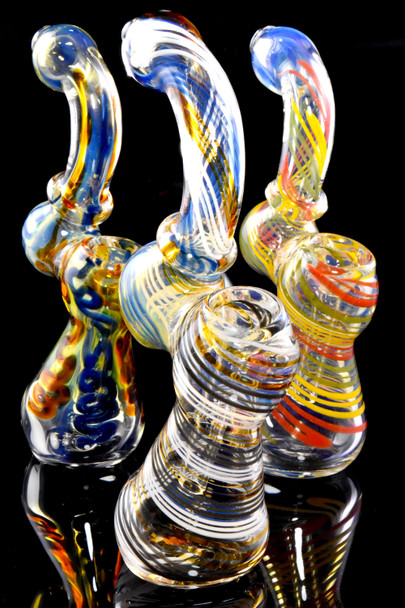 (Mix) Colorful Striped Color Changing Sherlock Glass Bubbler - B1307