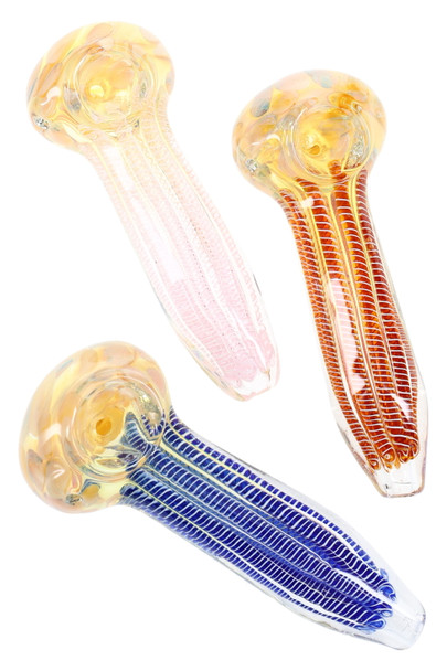 5" Thick Color Changing Colorful Striped Glass Pipe - P2610