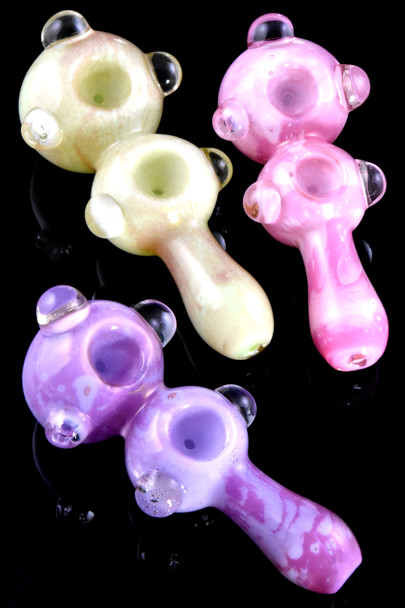 Slime Colored Double Bowl Glass Pipe - P2632