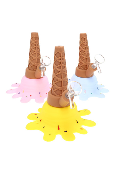 5.5" Small Splatted Ice Cream Cone Silicone Water Pipe - WP2733
