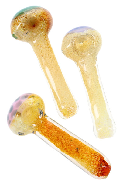 4.5" Frit Color Changing Gold Fumed Glass Pipe - P2664