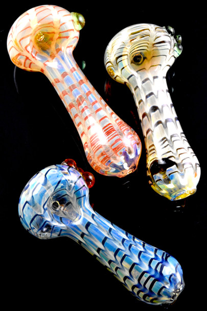 Silver Fumed Raked Glass Pipe - P2687
