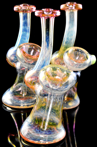 (US Made) 6.5" Raked Color Changing Glass Sherlock Bubbler - B1328