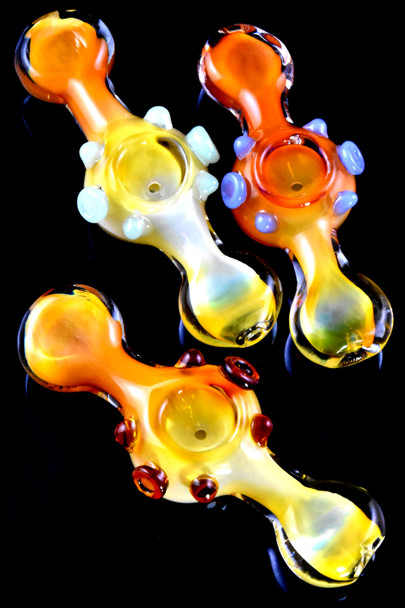 Double Mouth Gold Fumed Glass Pipe - P2719