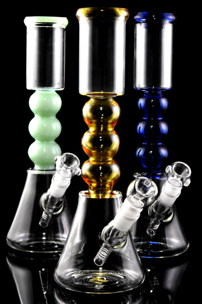 Medium Glass on Glass Colored Sphere Beaker Water Pipe - WP2782