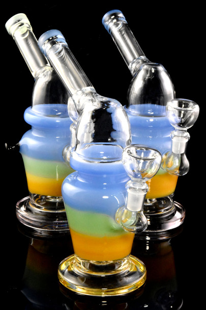 Small Stemless Multicolor Glass on Glass Sidecar Water Pipe - WP2779