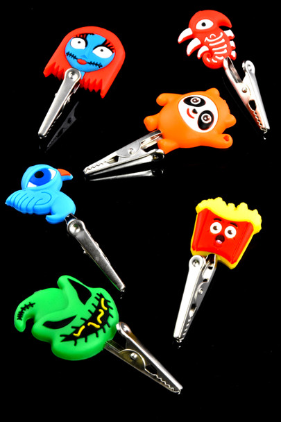 50 Count Jar of Silicone Character Alligator Clips - M0388
