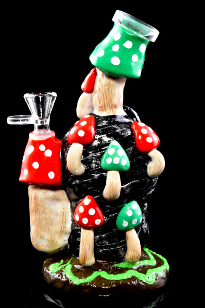 8.5" Small Skull Mushroom Glass on Glass Water Pipe with Honeycomb Perc - WP2794