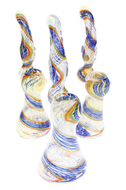 7.5" Spiral Striped Color Changing Sherlock Glass Bubbler - B1347
