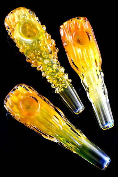 Unique Color Changing Gold Fumed Glass Pipe - P2732