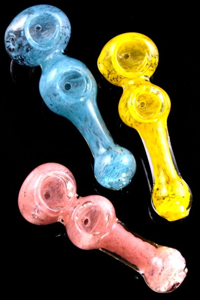 Colorful Frit Double Bowl Glass Pipe - P2736
