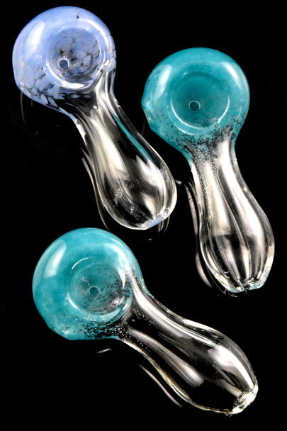 3" Small Clear Colorful Frit Glass Pipe - P2741