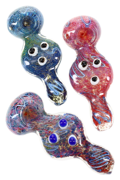 5" Thick Silver Fumed Frit Color Changing Glass Pipe - P2769