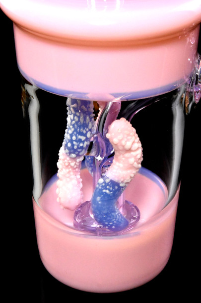 Multicolor Glass Cup Dab Rig with Gummy Worm Showerhead Perc - WP2817
