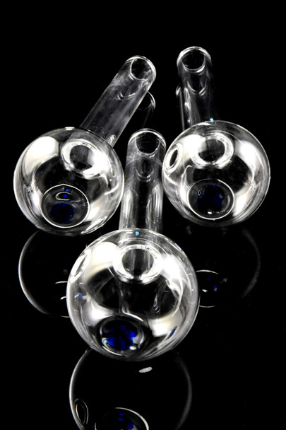 (US Made) 4″ Clear Thick-Glass Straight Oil Burner Pipe – Blue Dot – OIL173