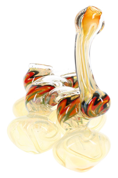 8" rasta color-changing quadruple-chamber sherlock bubbler in gold-fumed thick glass, front angle; wholesale head-shop showcase piece.