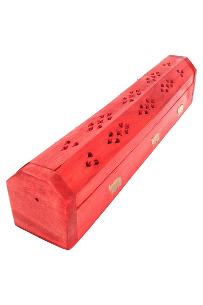 12″ Wood Incense Box w/ Metal Inlay – M0396