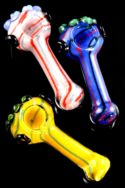 Bulk purchase vivid frit glass pipes with stripes.