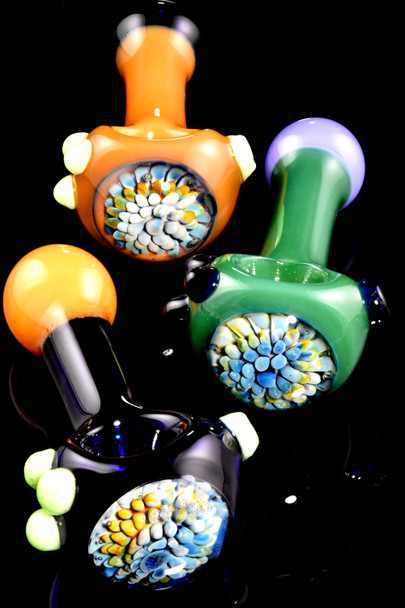 5" Multicolor Glass Fumed Floral Glass Pipe - P2847