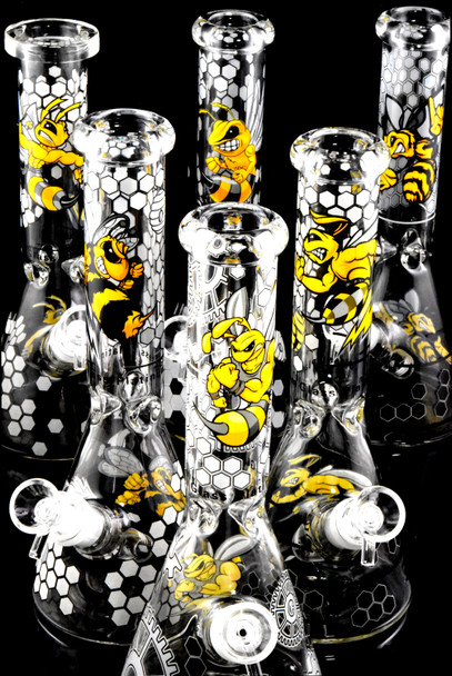 Medium Glow in the Dark Beeker GoG Water Pipe with Ice Pinch - WP2856