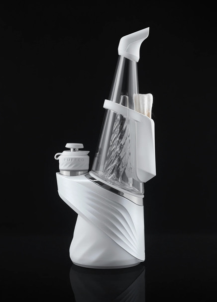 Full profile on black background; Peak Pro with travel pack parts installed, clean silhouette for smoke shop wholesale. Full profile on black background; Peak Pro with travel pack parts installed, clean silhouette for smoke shop wholesale.