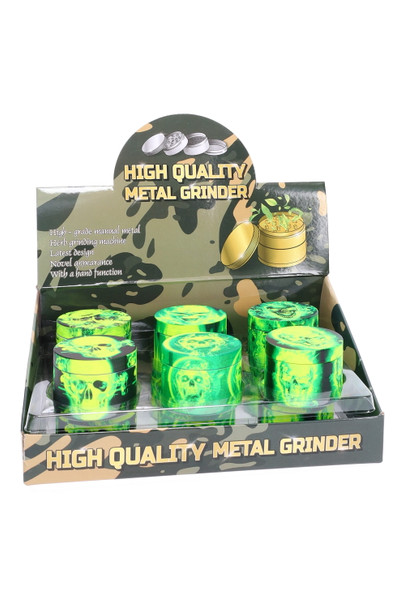 50mm 4 Part Glow in the Dark Flaming Skull Metal Grinder - G0455