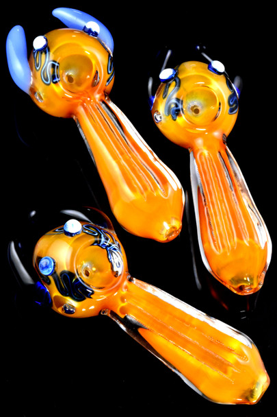 Gold Fumed Spiked Glass Pipe - P2900