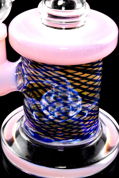 Small Neon GoG Net Striped Gold Fumed Water Pipe with Showerhead Perc - WP2876