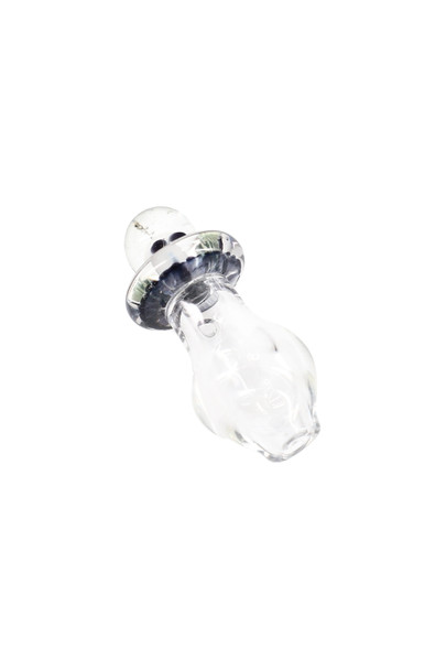 Angled white-background shot of clear Martian Peak Pro ball cap; 1" borosilicate with dark ring detail for smoke shop retail.